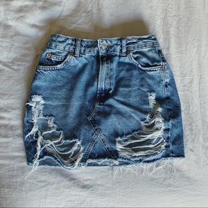 Ripped Denim Skirt